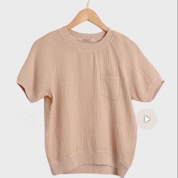 Stateside Tops - Stateside Raglan Ringer Gauze Cotton Blush Short Sleeve top shirt medium $110